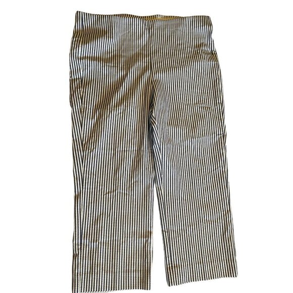 Chico's So Slimming Women Pants 3 US XL/16 Straight Crop Stripe Blue White  NEW - Picture 1 of 11